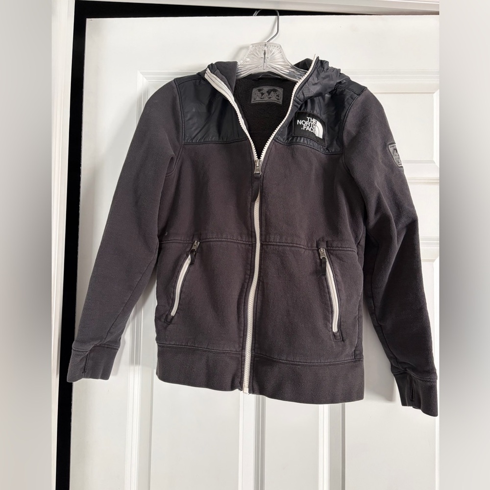 The North Face Kids Charcoal Gray Hooded Full-Zip Jacket